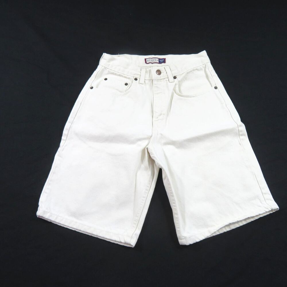Arizona Jeans Loose Fit Shorts High Waist Jorts Made in USA White Sz 26 1990s